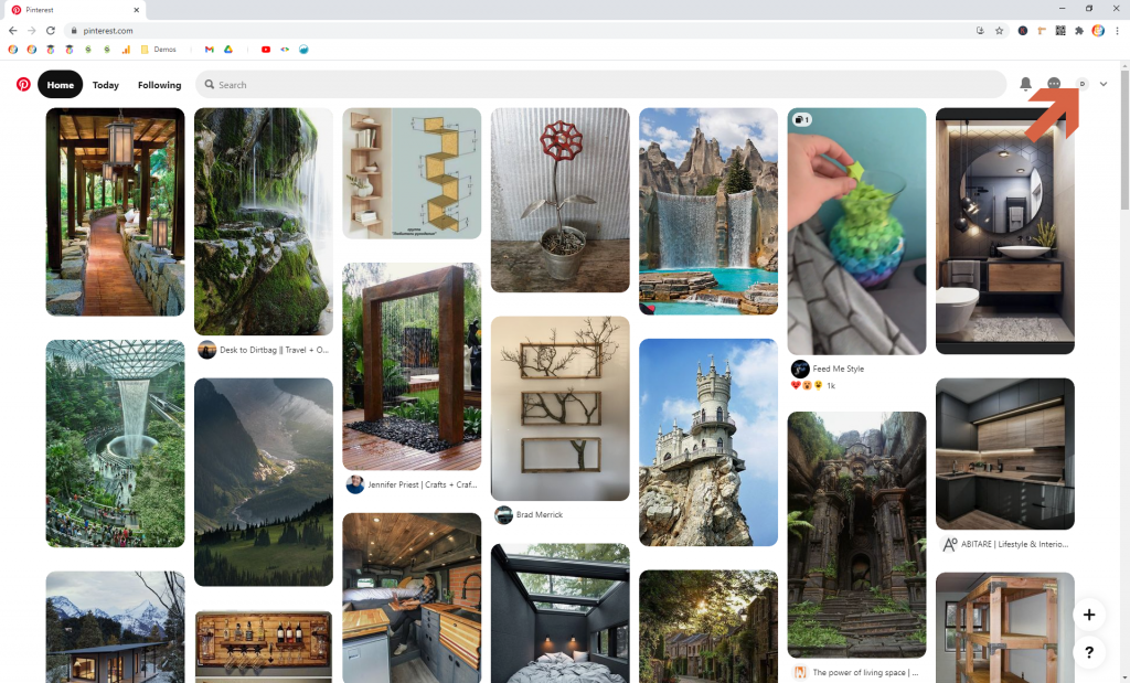 Screenshot showing profile icon in Pinterest • Choose Website Colors